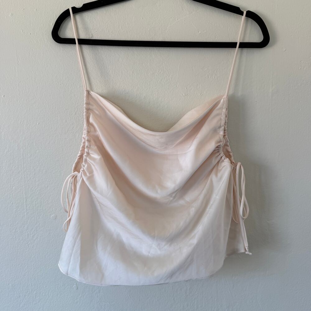 Cotton Candy LA cream satin side tie tank top